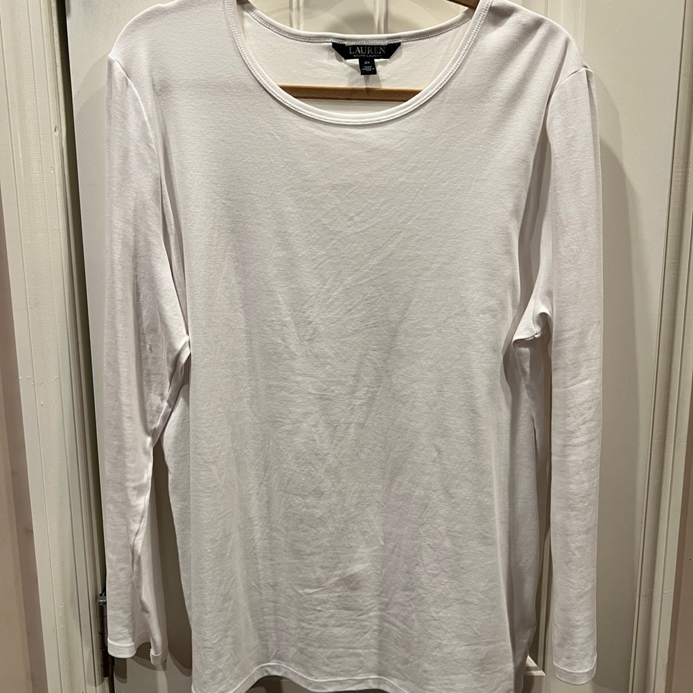 Polo by Ralph Lauren Women's Long-Sleeve Crewneck Tee White Sz 2x - Picture 2 of 2